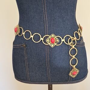 Vintage Gold and Red Women's Belt